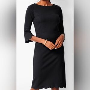 Talbots black dress scalloped hem & ¾ bell sleeves sz 2P